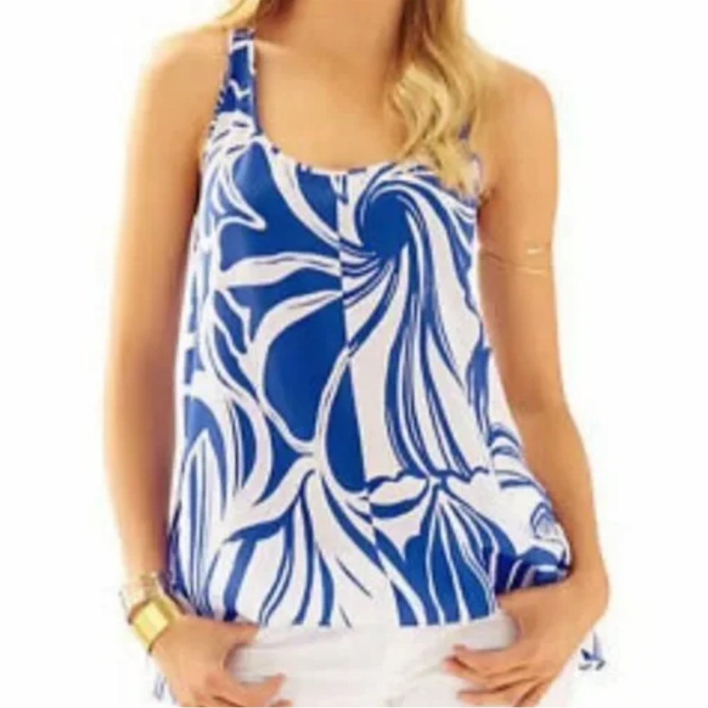 Lilly Pulitzer Malie Silk Tank Top in Iris Blue